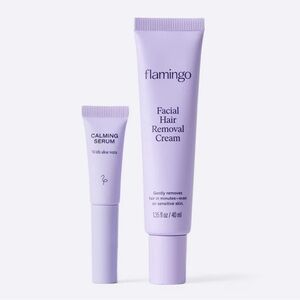 Flamingo Facial Hair Removal Cream & Calming Serum, Gentle Formula, New